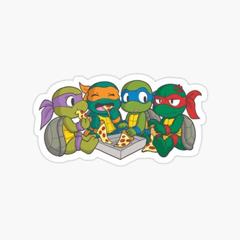 Ninja Turtles eating pizza sticker