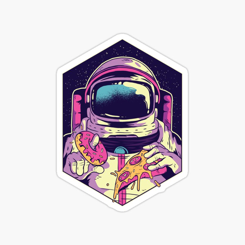 Astronaut Donut Pizza sticker