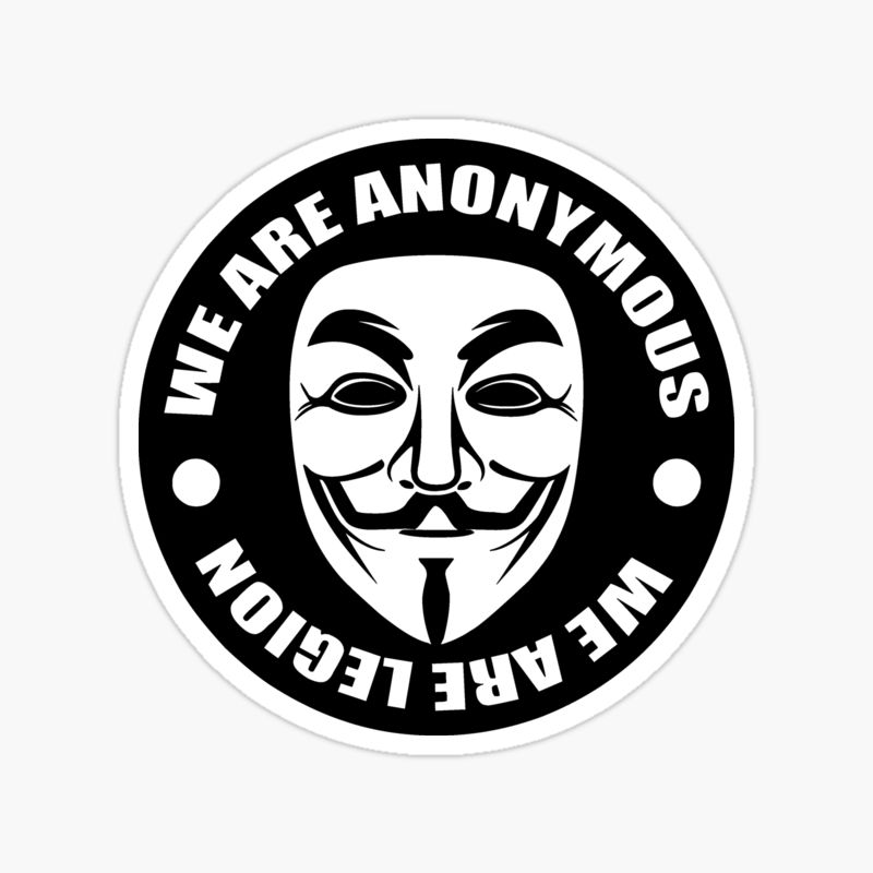 Anonymous Hackers mask and motto sticker