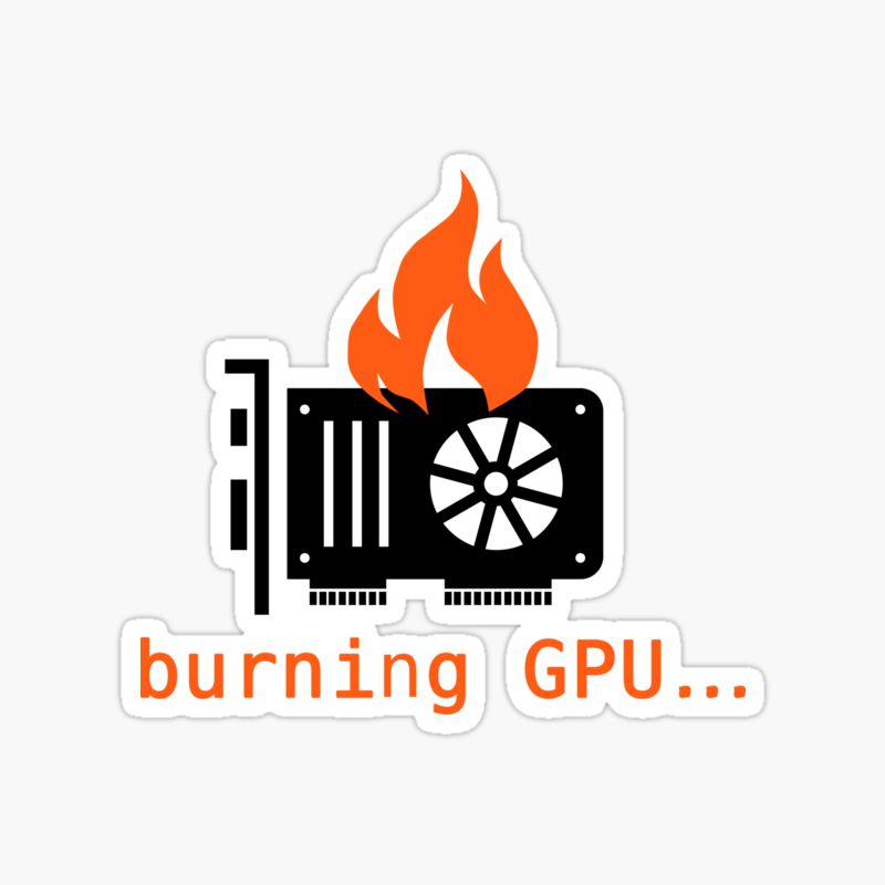 Burning GPU crypto mining sticker