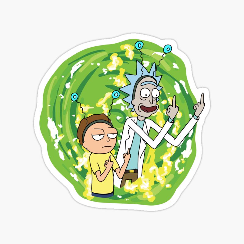 Rick and Morty middle finger portal sticker